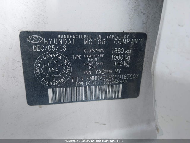 KMHD25LH3EU167507 Hyundai Elantra