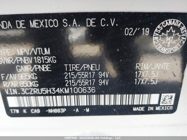 Honda HR-V 2019 3CZRU5H34KM100636 Image 9