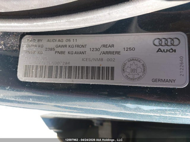 Продажа на аукционе авто 2012 Audi A6 Quattro, vin: WAUBGCFC2CN007284, номер лота: 12597962