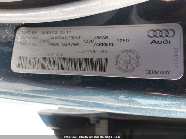 Продажа на аукционе авто 2012 Audi A6 Quattro, vin: WAUBGCFC2CN007284, номер лота: 12597962