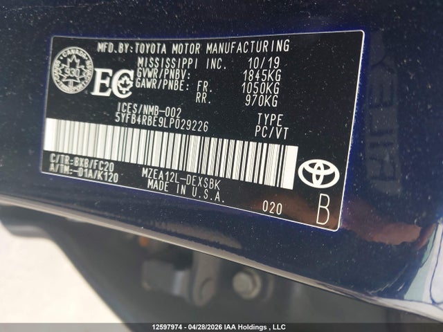 5YFB4RBE9LP029226 Toyota COROLLA SE