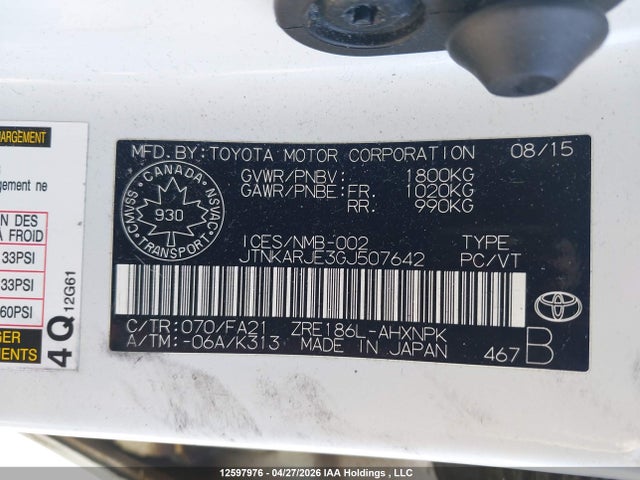 JTNKARJE3GJ507642 Scion IM