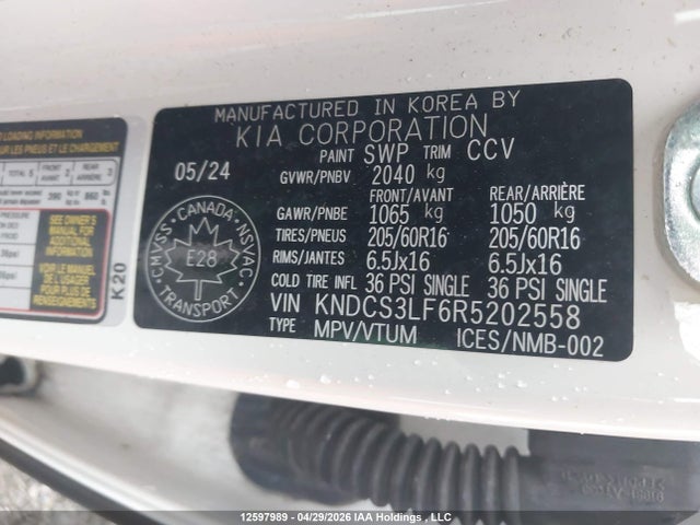 2024 Kia Niro Plug-in Hybrid მანქანა იყიდება აუქციონზე, vin: KNDCS3LF6R5202558, აუქციონის ნომერი: 12597989
