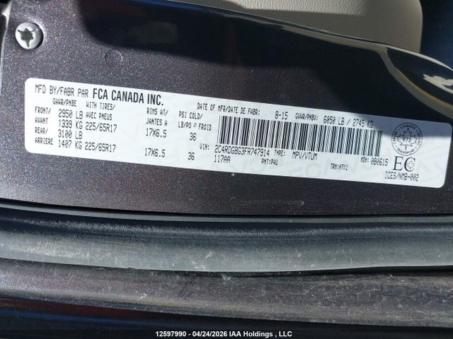 2C4RDGBG3FR747914 Dodge Grand Caravan