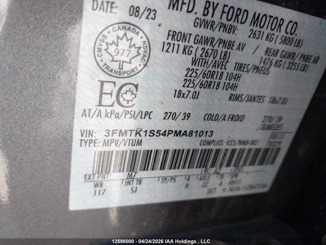12598000 :رقم المزاد ، 3FMTK1S54PMA81013 vin ، 2023 Ford Mustang Mach-e Select مزاد بيع