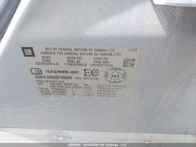 Продажа на аукционе авто 2014 Chevrolet Equinox Ls, vin: 2GNALAEK6E6182840, номер лота: 12598020