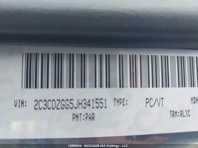 2C3CDZGG5JH341551 Dodge Challenger Gt