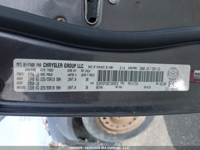 2014 Dodge Journey R/t მანქანა იყიდება აუქციონზე, vin: 3C4PDDFG5ET202972, აუქციონის ნომერი: 12598035