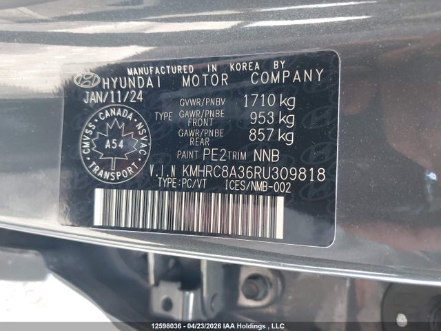Aukcja sprzedaży 2024 Hyundai Venue Sel/limited, vin: KMHRC8A36RU309818, numer aukcji: 12598036
