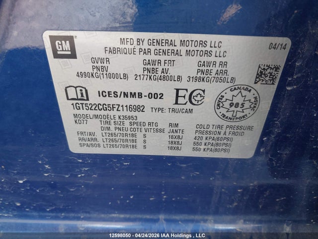 1GT522CG5FZ116982 GMC Sierra K3500 Sle