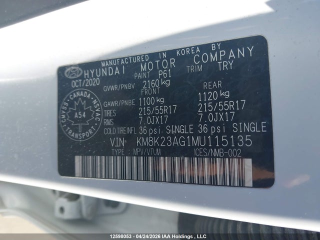 KM8K23AG1MU115135 Hyundai Kona Electric Preferred With Two-tone Roof