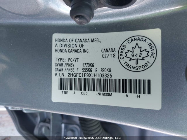2HGFC1F9XJH103325 Honda Civic