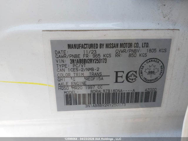 3N1AB8BV2RY250173 Nissan SENTRA S