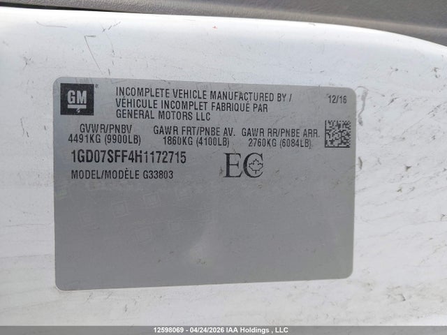 1GD07SFF4H1172715 GMC Savana Cutaway 3500 1wt