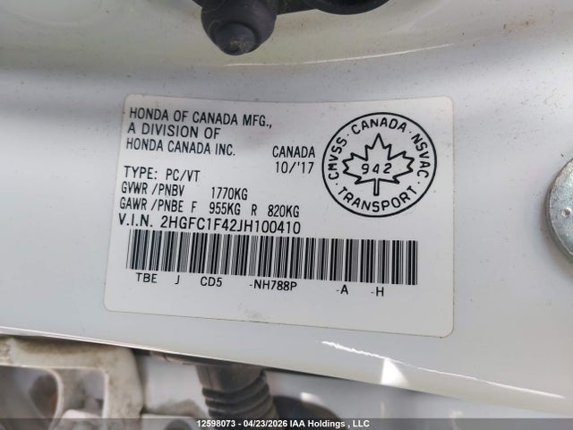 2HGFC1F42JH100410 Honda Civic