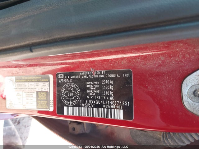 5XXGU4L31HG174251 KIA Optima Ex Tech/ex+ W/sunroof