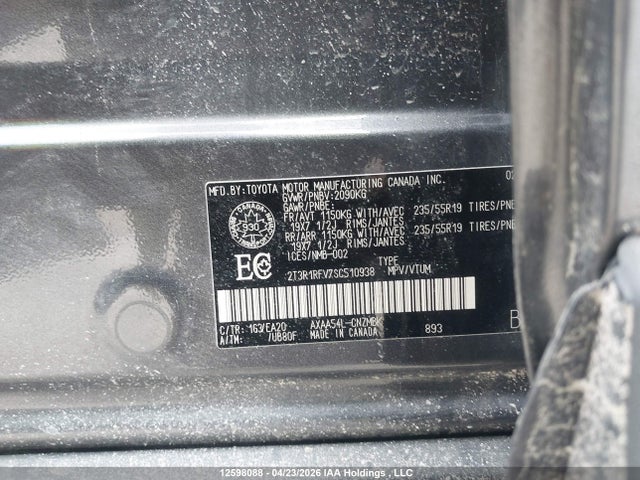 2T3R1RFV7SC510938 Toyota Rav4 Xle