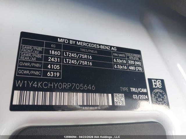 Продажа на аукционе авто 2024 Mercedes-benz Sprinter 2500, vin: W1Y4KCHY0RP705646, номер лота: 12598094