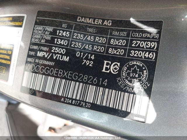 WDCGG0EBXEG282614 Mercedes-Benz Glk 250 Bluetec 4matic