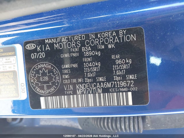 2021 Kia Seltos მანქანა იყიდება აუქციონზე, vin: KNDEUCAA6M7119672, აუქციონის ნომერი: 12598107