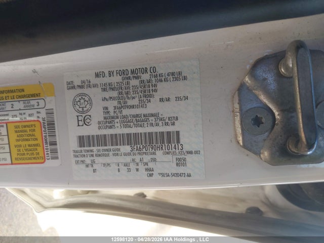 Ford FUSION SE 2017 3FA6P0T90HR101413 Image 18
