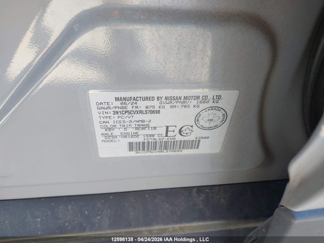 2024 Nissan Kicks Sv მანქანა იყიდება აუქციონზე, vin: 3N1CP5CVXRL570698, აუქციონის ნომერი: 12598138