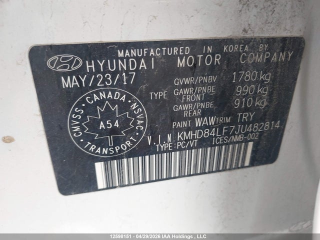 KMHD84LF7JU482814 Hyundai Elantra