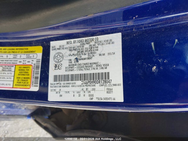 Продажа на аукционе авто 2013 Ford Fusion Se, vin: 3FA6P0H90DR128047, номер лота: 12598158