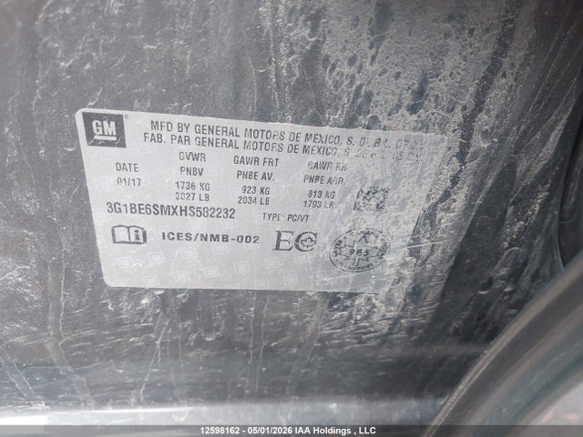 3G1BE6SMXHS582232 Chevrolet CRUZE LT