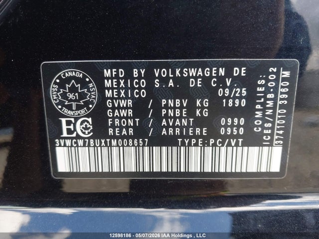 Volkswagen Jetta Trendline 2026 3VWCW7BUXTM008657 Image 9