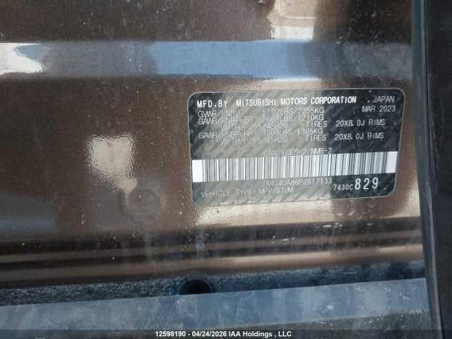 JA4J4UA86PZ617133 Mitsubishi Outlander Se/se Black Edition/se Technology/se Special