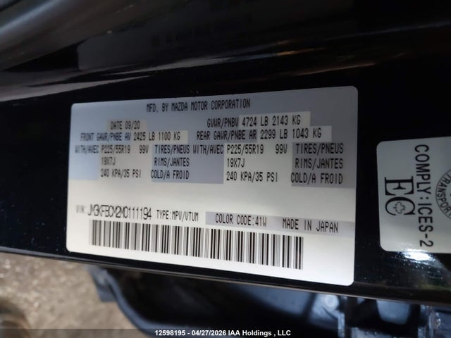 Aukcja sprzedaży 2021 Mazda Cx-5 Touring, vin: JM3KFBCM2M0111194, numer aukcji: 12598195