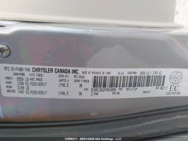 Продажа на аукционе авто 2015 Chrysler Town & Country, vin: 2C4RC1BG2FR503896, номер лота: 12598211