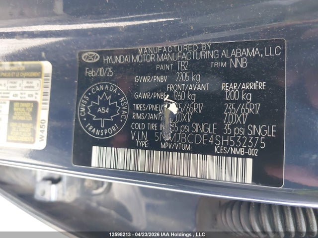 Продаж на аукціоні авто 2025 Hyundai Tucson Sel, vin: 5NMJBCDE4SH532375, номер лоту: 12598213