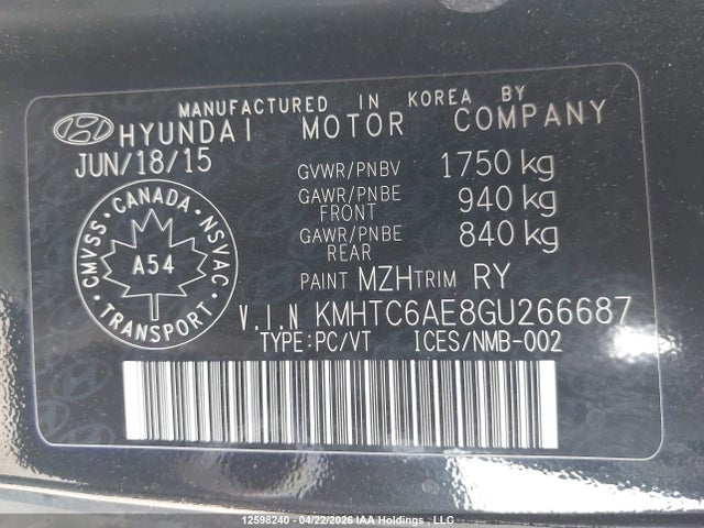 Aukcja sprzedaży 2016 Hyundai Veloster Turbo, vin: KMHTC6AE8GU266687, numer aukcji: 12598240
