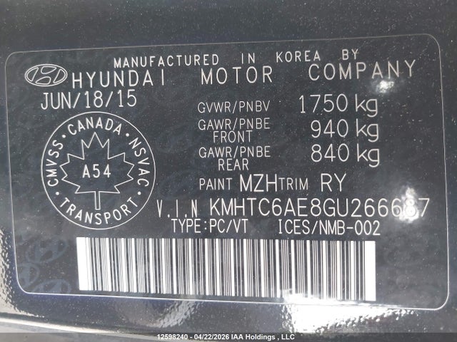 Aukcja sprzedaży 2016 Hyundai Veloster Turbo, vin: KMHTC6AE8GU266687, numer aukcji: 12598240