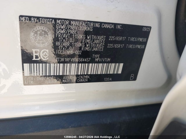 Aukcja sprzedaży 2025 Toyota Rav4 Xle, vin: 2T3R1RFV8SC564457, numer aukcji: 12598245