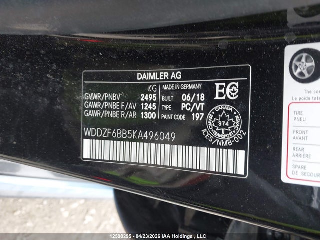 Продажа на аукционе авто 2019 Mercedes-benz E Amg 53 4matic, vin: WDDZF6BB5KA496049, номер лота: 12598295