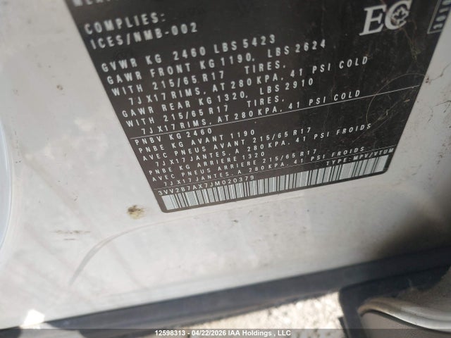 3VV2B7AX7JM020379 Volkswagen Tiguan Se/sel