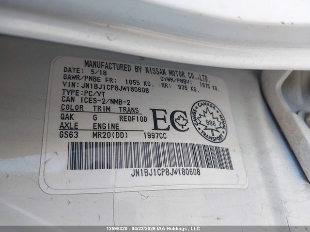 JN1BJ1CP8JW180608 Nissan Rogue Sport S/sv/sl