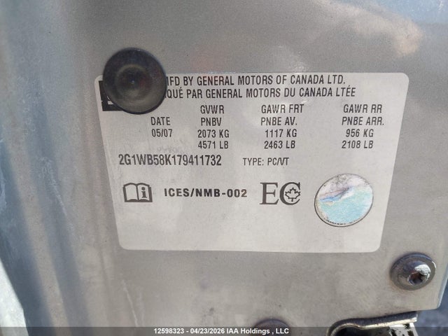 Aukcja sprzedaży 2007 Chevrolet Impala Ls, vin: 2G1WB58K179411732, numer aukcji: 12598323