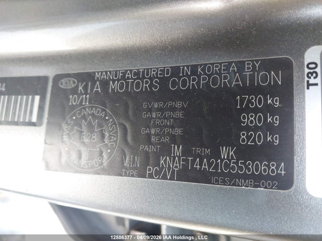 Продаж на аукціоні авто 2012 Kia Forte 2.0l Lx, vin: KNAFT4A21C5530684, номер лоту: 12586377
