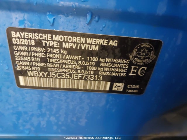 12598334 :رقم المزاد ، WBXYJ5C35JEF73313 vin ، 2018 Bmw X2 Xdrive28i مزاد بيع
