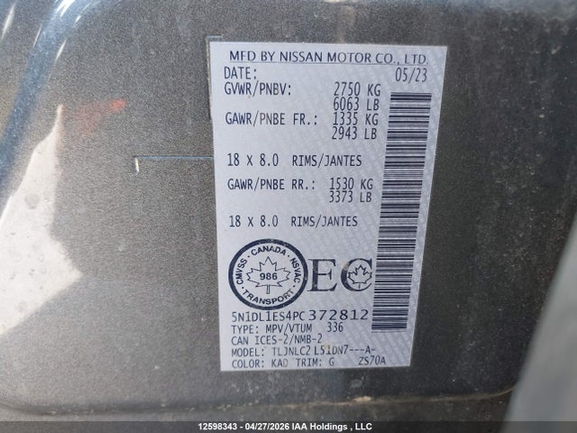 5N1DL1ES4PC372812 Infiniti QX60 PURE