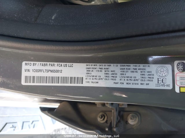 Продажа на аукционе авто 2023 Ram 1500 Rebel, vin: 1C6SRFLT5PN650812, номер лота: 12598357