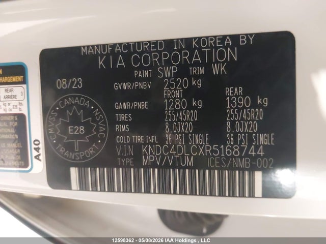 Продажа на аукционе авто 2024 Kia Ev6 Gt Line, vin: KNDC4DLCXR5168744, номер лота: 12598362