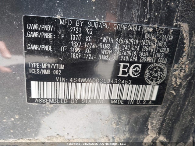 4S4WMADD3L3432453 Subaru Ascent Touring