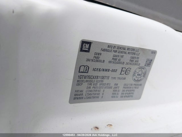 Продаж на аукціоні авто 2011 Gmc Savana 2500 Standard, vin: 1GTW7GCAXB1108710, номер лоту: 12598453