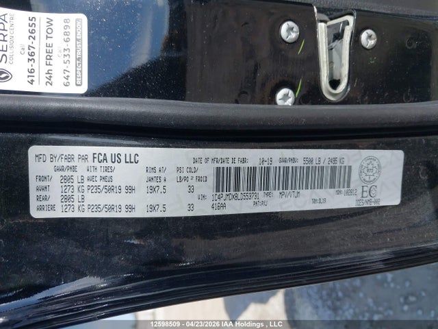 1C4PJMDX8LD553731 Jeep Cherokee Limited