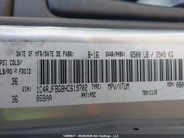 1C4RJFBG8HC619702 Jeep Grand Cherokee Limited